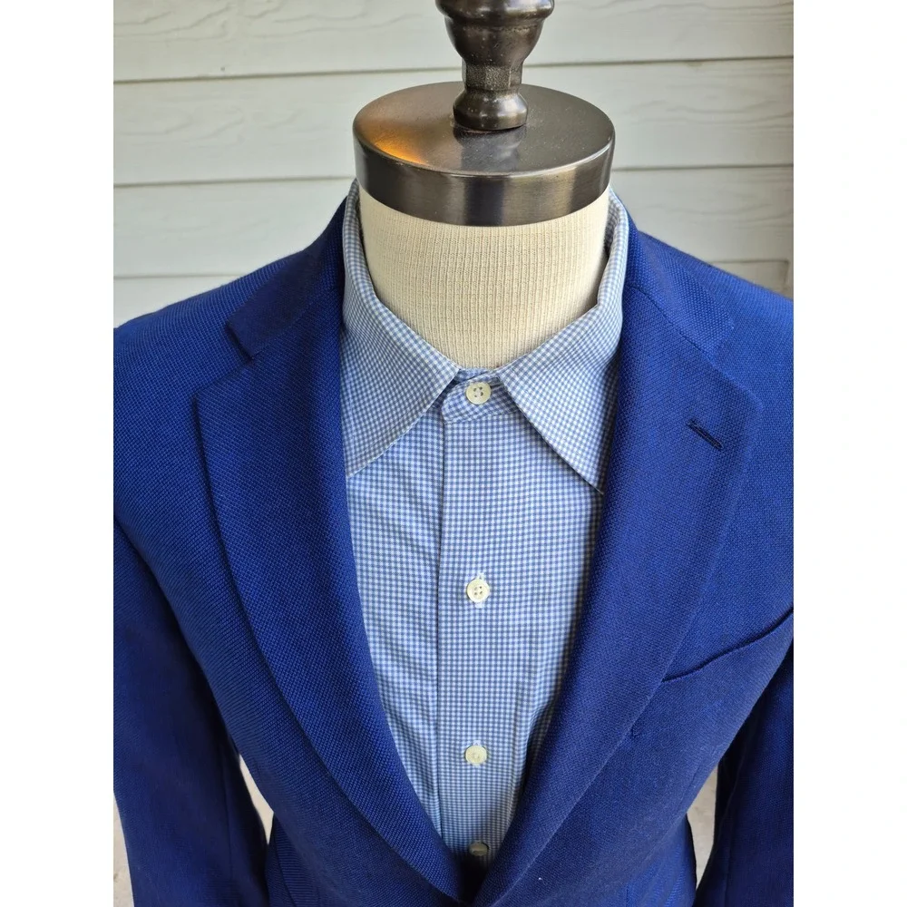 Charles Tyrwhitt Mens 38S Blazer Cobalt Blue 100%‎ Wool Hopsack Sport Coat